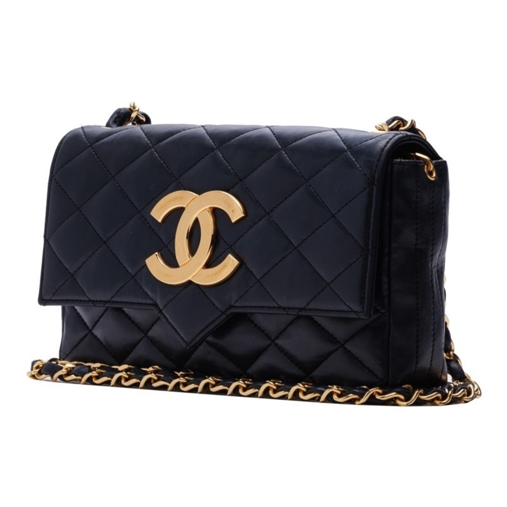 Chanel Matelasse Chain Lambskin Shoulder Bag Black